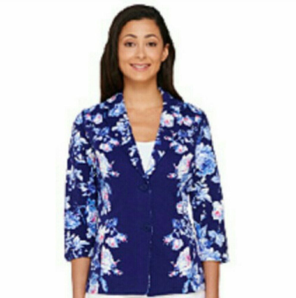Isaac Mizrahi Live Floral Placed Knit Jacket